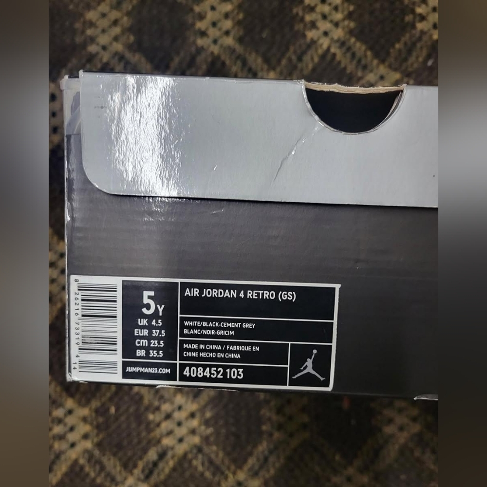 Nike Air Jordan 4 Retro White Cement Grey with Red Jumpman - Picture 5 of 5